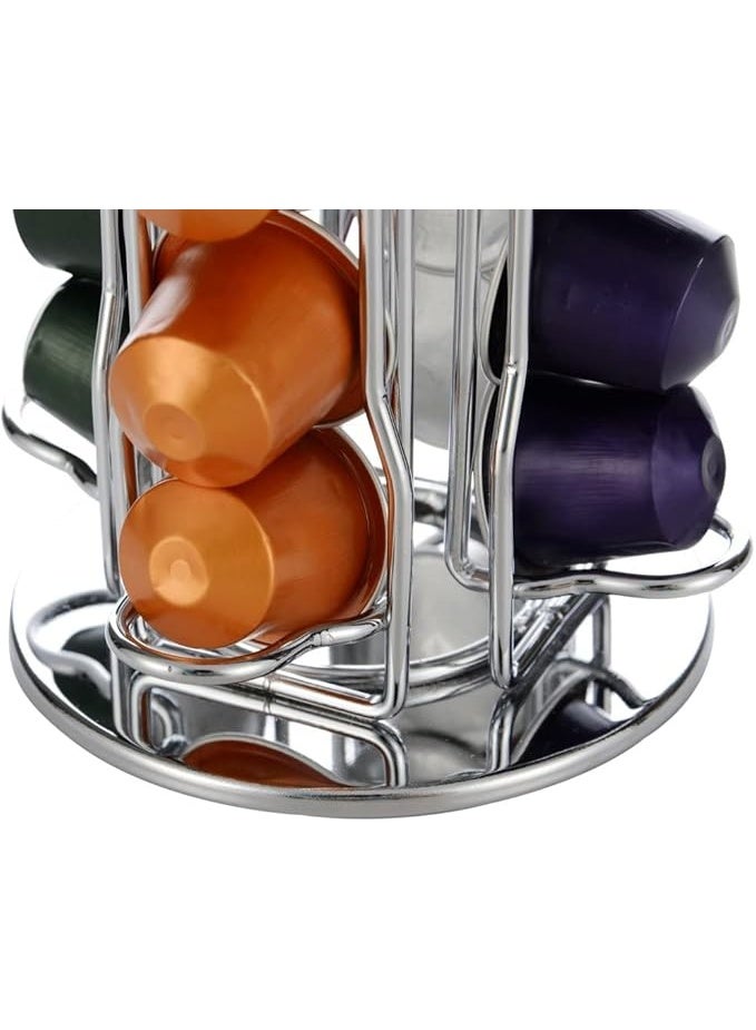 OASISWJ Rotating Nespresso Capsule Holder – Holds 40 Coffee Stand for Nespresso Original Line Capsules – Space-Saving Coffee Pod Organizer with Sleek Chrome Finish - Image 4