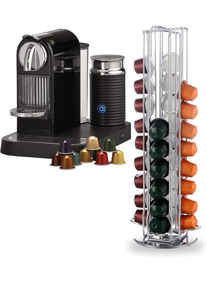 OASISWJ Rotating Nespresso Capsule Holder – Holds 40 Coffee Stand for Nespresso Original Line Capsules – Space-Saving Coffee Pod Organizer with Sleek Chrome Finish - Image 3