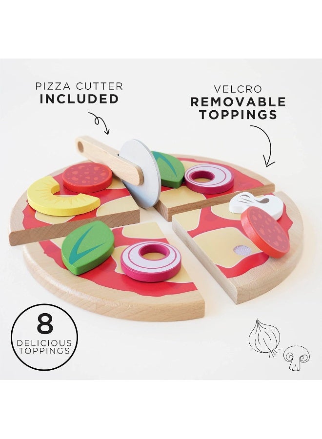 Le Toy Van - Childrens Wood Pretend Play Food | Wooden Honeybake Pizza Pretend Food Toy Playset | Toy Kitchen Accessories Play Food Role Play Toy (TV279) - Image 2