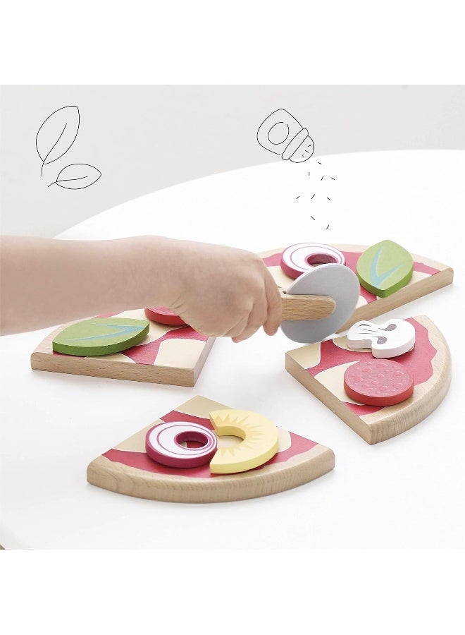 Le Toy Van - Childrens Wood Pretend Play Food | Wooden Honeybake Pizza Pretend Food Toy Playset | Toy Kitchen Accessories Play Food Role Play Toy (TV279) - Image 5