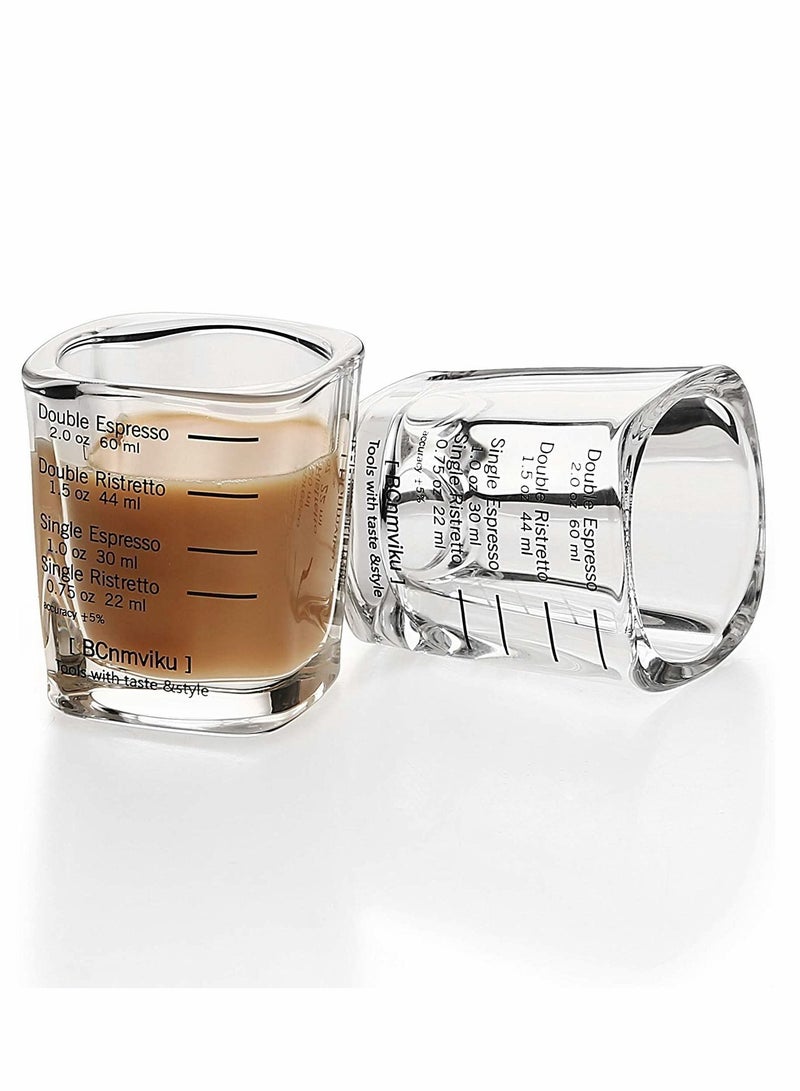 Y&D Espresso Cup, 2Pcs Measuring Cup Heavy Glass Special Drink Increment Measurement 2 oz 60 ml  - Image 1