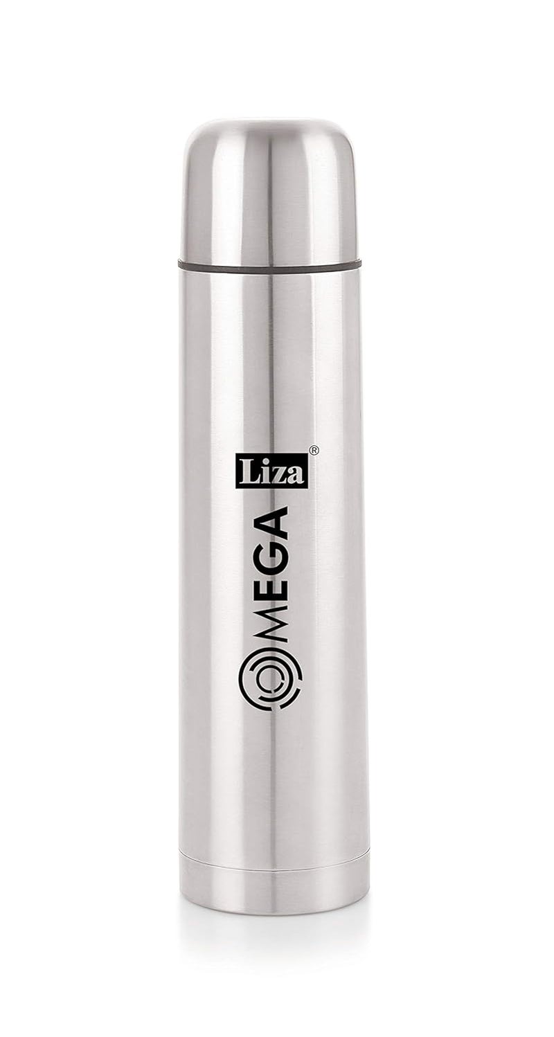 Liza Liza Stainless Steel Insulated 24 Hours Hot or Cold Bottle Flask with Flip Lid and Cover, (1000ml, Silver) - Image 3