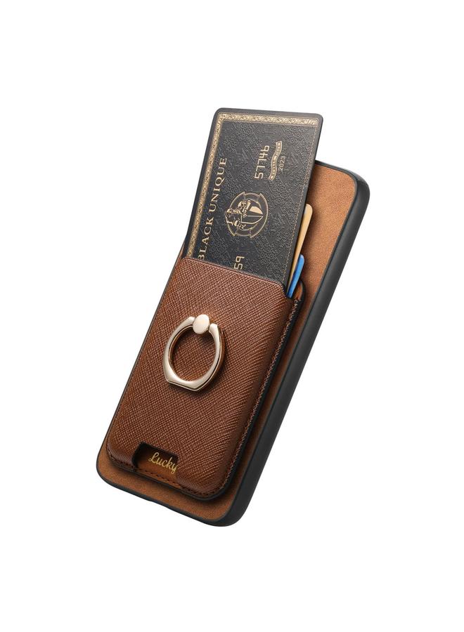 erorex Case For Motorola Moto G35 Retro Cross Leather Ring Vertical Insert Card Bag MagSafe Phone Case - Image 3