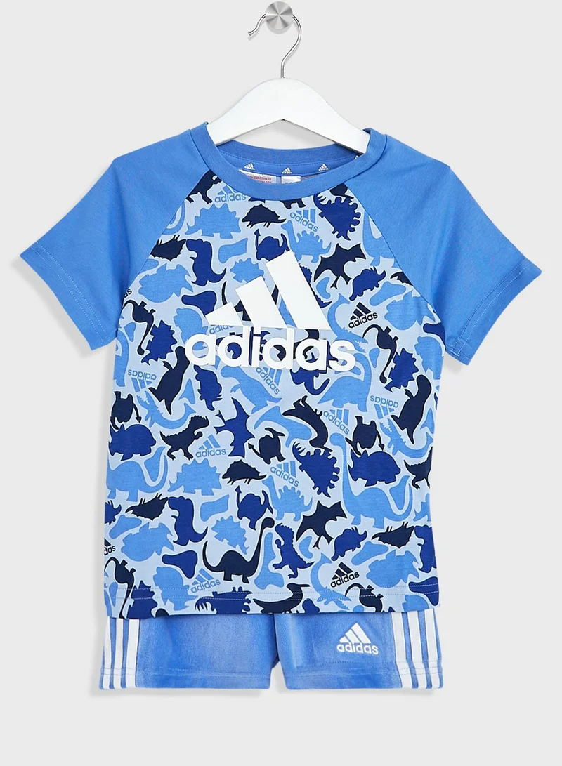 adidas طقم مطبع (تيشيرت + شورت)