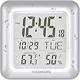KADAMS KADAMS Large Digital Bathroom Shower Wall Clock, Waterproof for Water Spray, Temperature Humidity, Moisture Proof,  - Image 1
