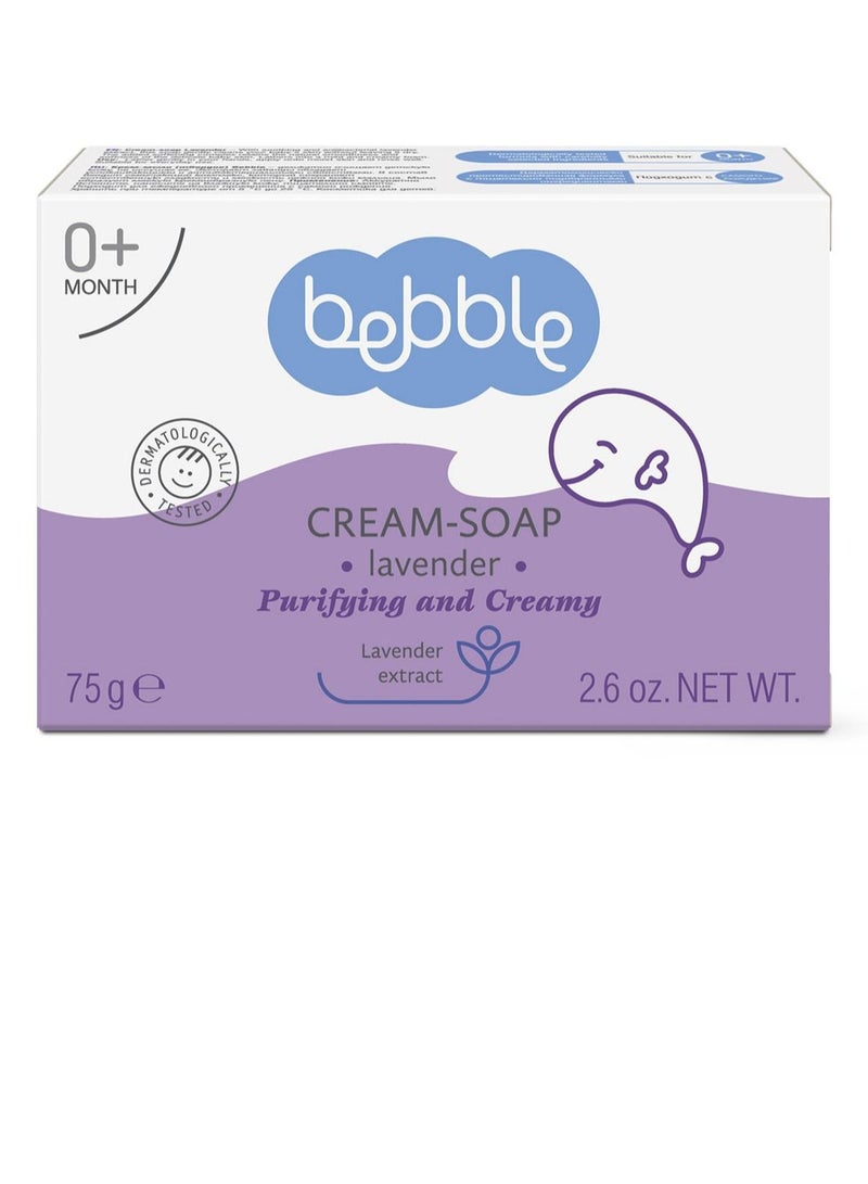Bebble Baby Cream Bar Soap Lavender | Germ Protection Skin Care | Tear Free | 75g - Image 1