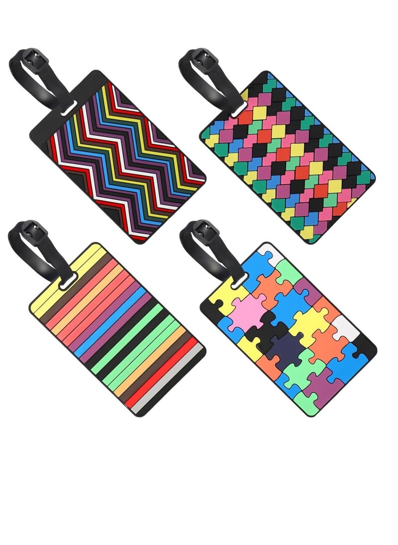 4-Pack Multi-Colored Luggage Suitcase Labels with Business Card Holder