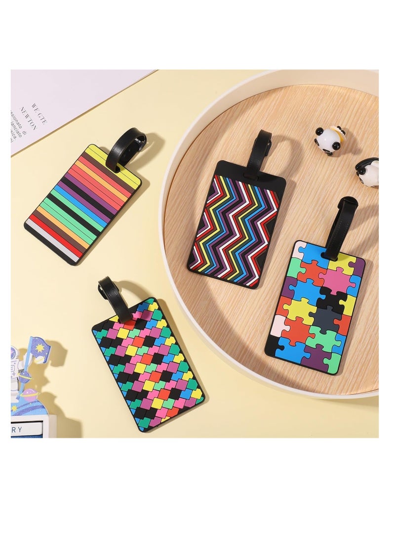 4-Pack Multi-Colored Luggage Suitcase Labels with Business Card Holder