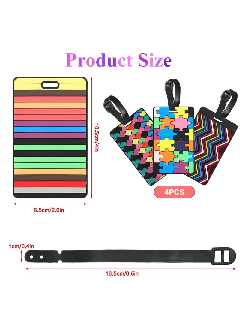 4-Pack Multi-Colored Luggage Suitcase Labels with Business Card Holder