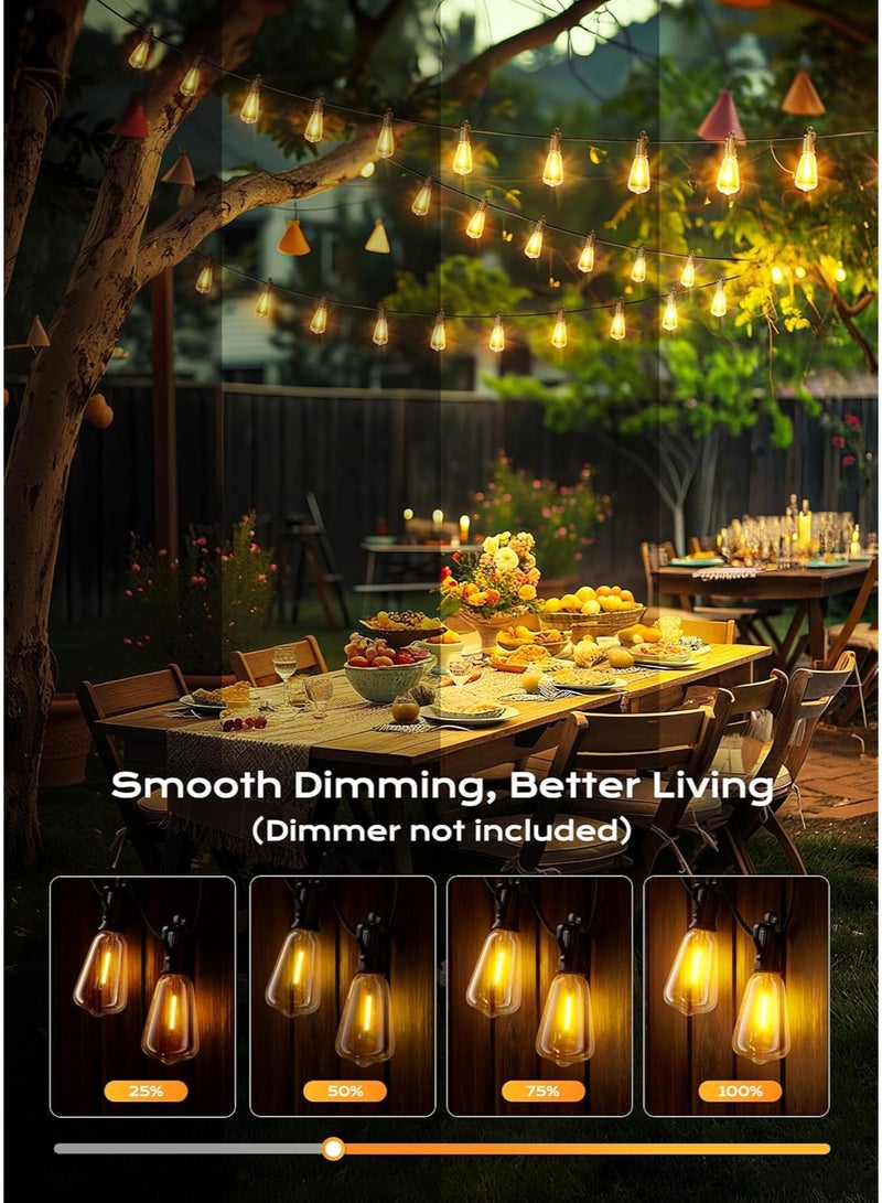 general Outdoor String Lights Patio Lights, 100FT ST38 Shatterproof Dimmable Waterproof Connectable LED Christmas Lights, Hanging Outside Light for Backyard, Porch, Deck, Balcony, Garden, Home Decor - Image 4