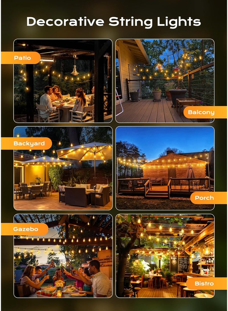 general Outdoor String Lights Patio Lights, 100FT ST38 Shatterproof Dimmable Waterproof Connectable LED Christmas Lights, Hanging Outside Light for Backyard, Porch, Deck, Balcony, Garden, Home Decor - Image 5