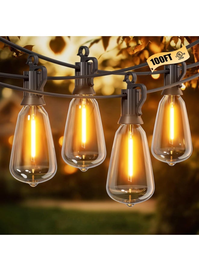 general Outdoor String Lights Patio Lights, 100FT ST38 Shatterproof Dimmable Waterproof Connectable LED Christmas Lights, Hanging Outside Light for Backyard, Porch, Deck, Balcony, Garden, Home Decor - Image 1
