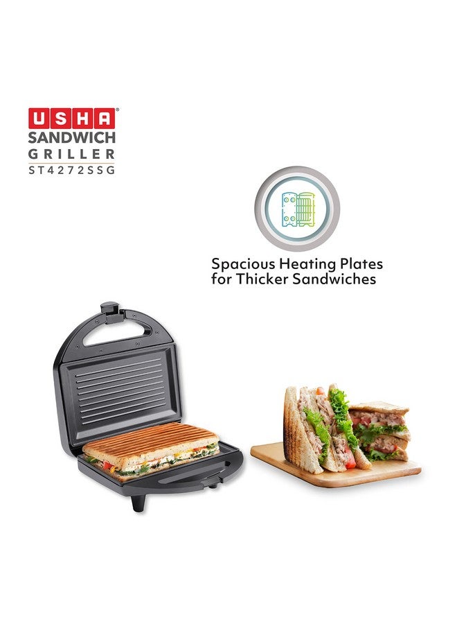 Usha 750 W ST4272 SSG Non-Stick Food Grade Material Sandwich Griller (Stainless Steel) with 2 years warranty - Image 2