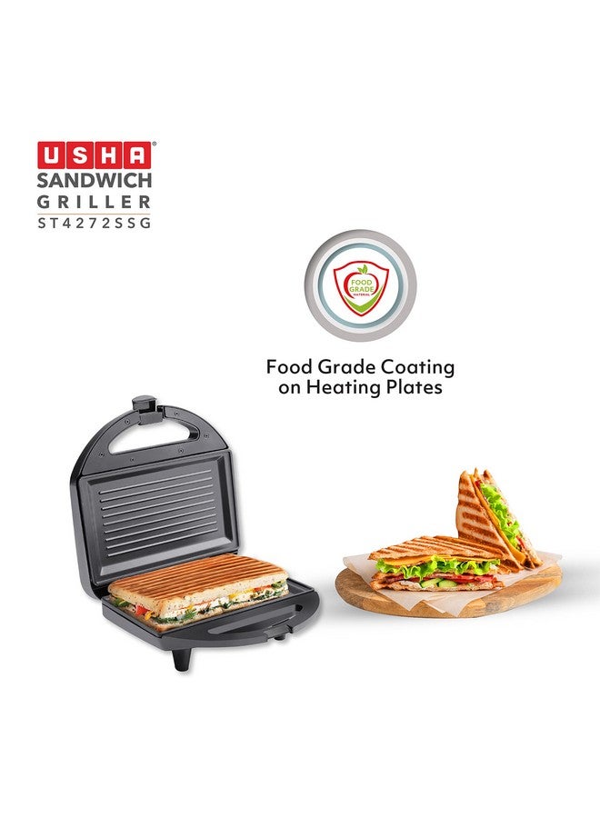 Usha 750 W ST4272 SSG Non-Stick Food Grade Material Sandwich Griller (Stainless Steel) with 2 years warranty - Image 3