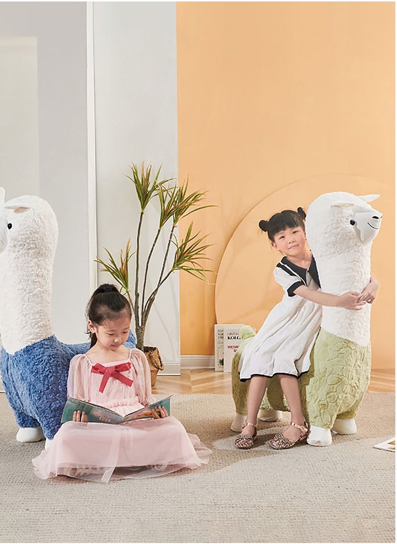 Merry Moments - Cute Alpaca Chair Creative Camel Shape Animal Chair Leisure Chair Alpaca Stool Change Shoe Footrest for Childrn Room Living Retail Office Boucle Bright Green Colour H110xL32xW55 cm - Image 1