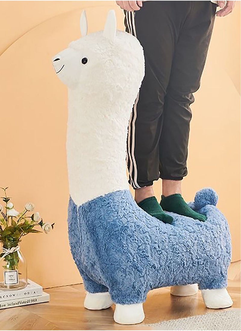 Merry Moments - Cute Alpaca Chair Creative Camel Shape Animal Chair Leisure Chair Alpaca Stool Change Shoe Footrest for Childrn Room Living Retail Office Boucle Bright Green Colour H110xL32xW55 cm - Image 1
