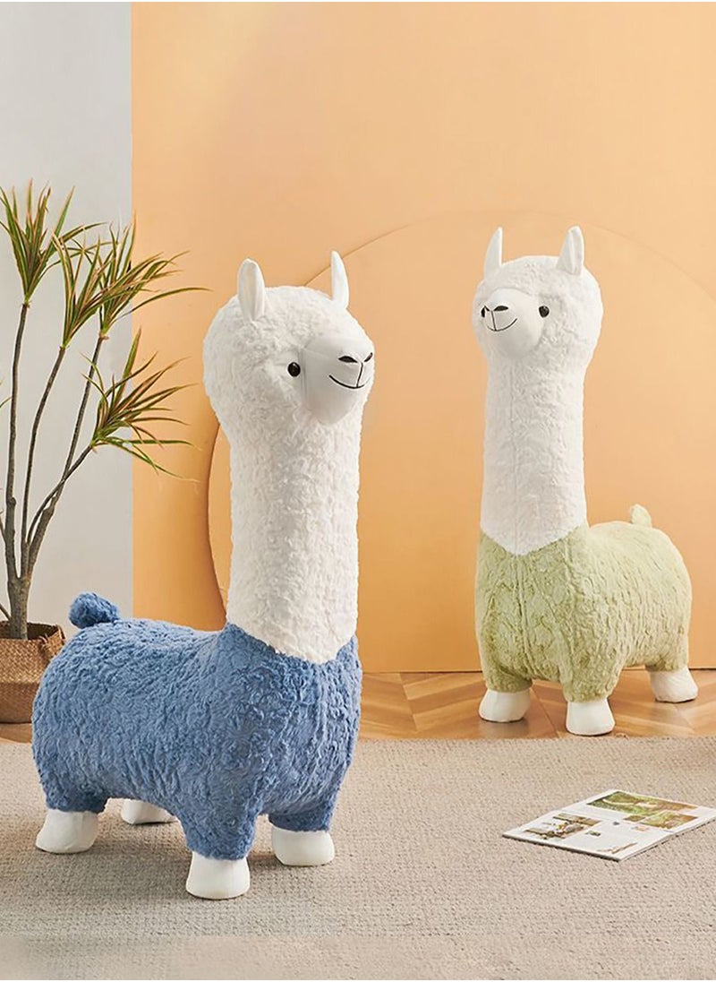Merry Moments - Cute Alpaca Chair Creative Camel Shape Animal Chair Leisure Chair Alpaca Stool Change Shoe Footrest for Childrn Room Living Retail Office Boucle Bright Green Colour H110xL32xW55 cm - Image 1