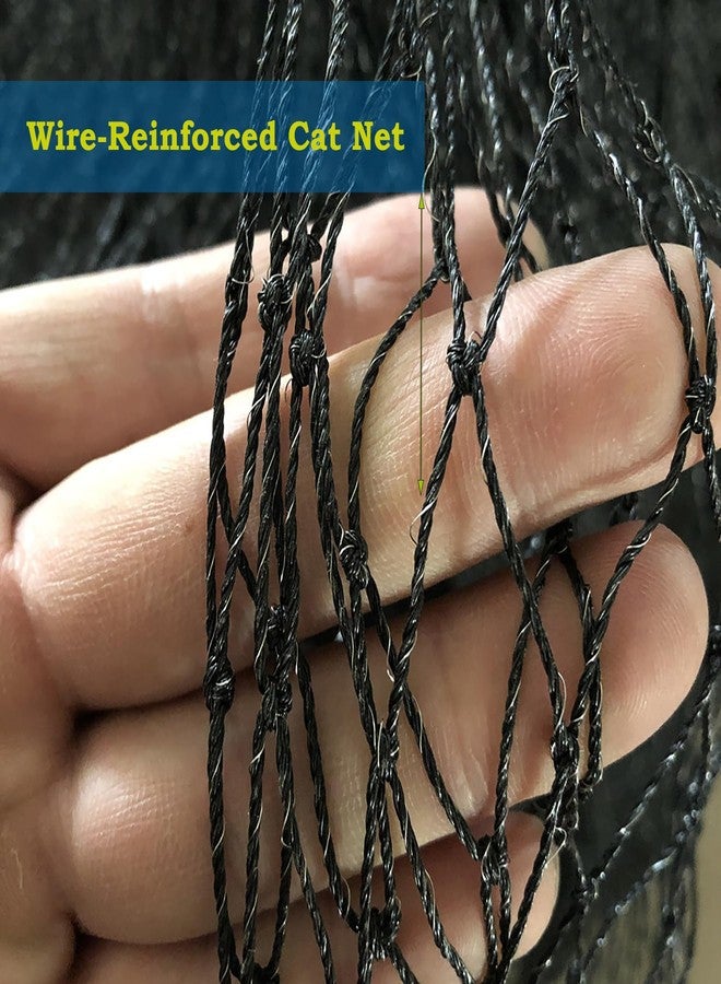 JUMXSRLE Cat Netting Balcony, Wire-reinforced Cat Net, Bite and Tear-resistant, UV and Weather-resistant, Balcony Cat Anti-Fall Netting for Pets, Cat Protection Net for Windows Patio Balcony (4x3m-Black) - Image 2