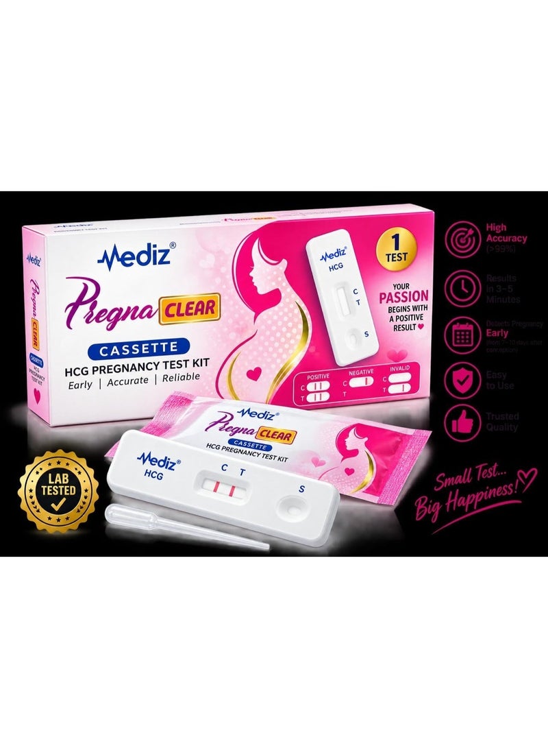 MEDIZ PREGNA CLEAR CASSETTE HCG PREGNANCY TEST - Image 1