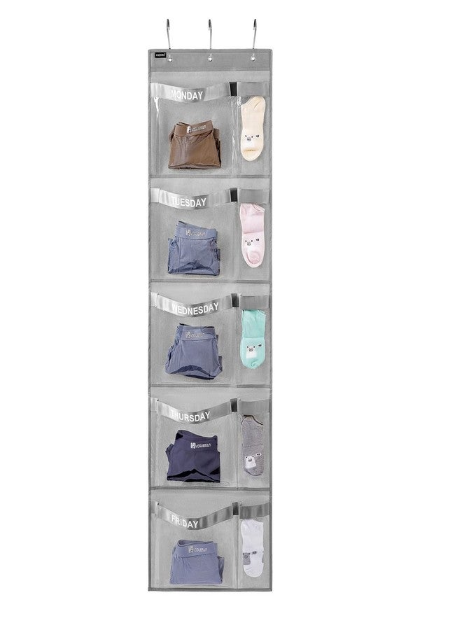 ANZORG Weekly Kids Clothes Organizer Day of Week School Clothing Storage Monday to Friday Hanging Closet Organizer (Grey) - Image 1