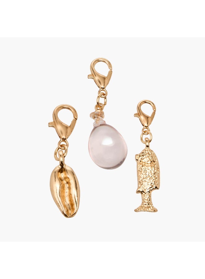 LIFESTYLE Set of 3 - Gold Tone Charm with Lobster Clasp - Image 1