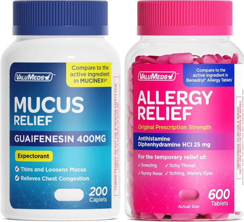 ValuMeds Mucus Relief and Diphenhydramine 600ct Bundle