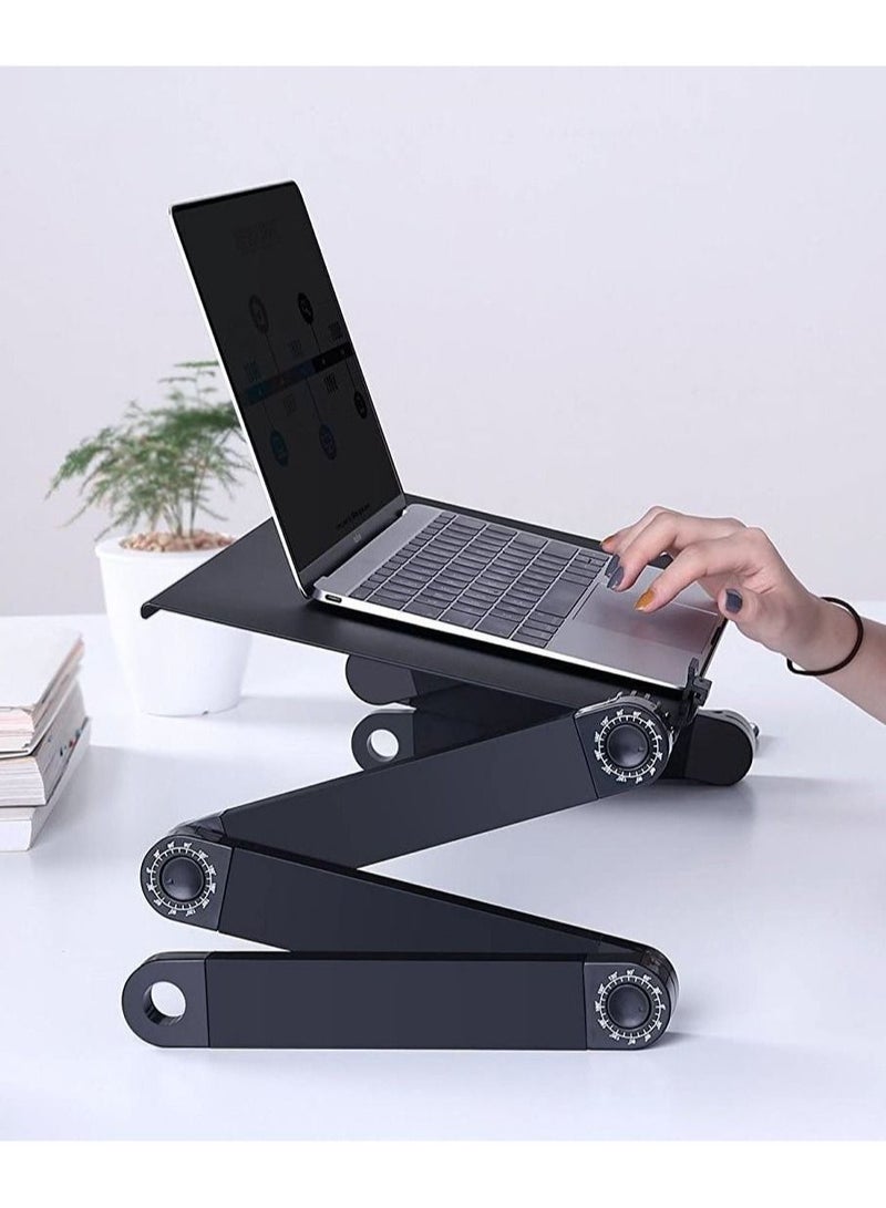 ELTRAZONE Laptop Desk, Laptop Stand for Bed and Sofa, Portable Adjustable Laptop Table Desk Stand with Mouse Pad, Ergonomic Design Lap TV Bed Tray Aluminum Cozy Desk Suitable for Reading Studying - Image 2