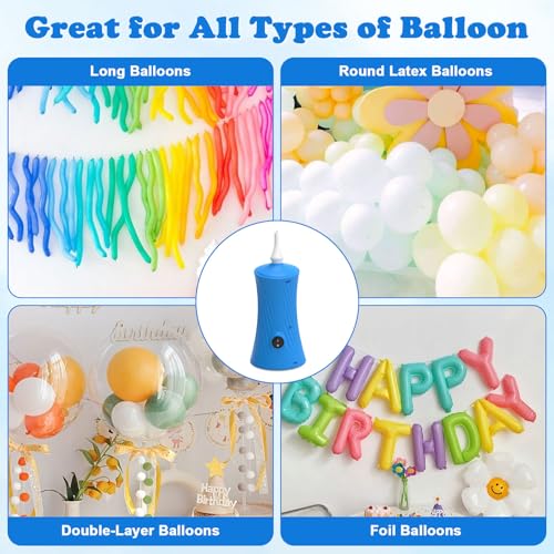 AXHJ Balloon Pump Electric Air Pumps for Long Balloons, Electric Air Balloon Pump, Balloon Inflator for Foil Twisty Animal Balloons in Birthday Party for Decorations, Sky Blue - Image 4
