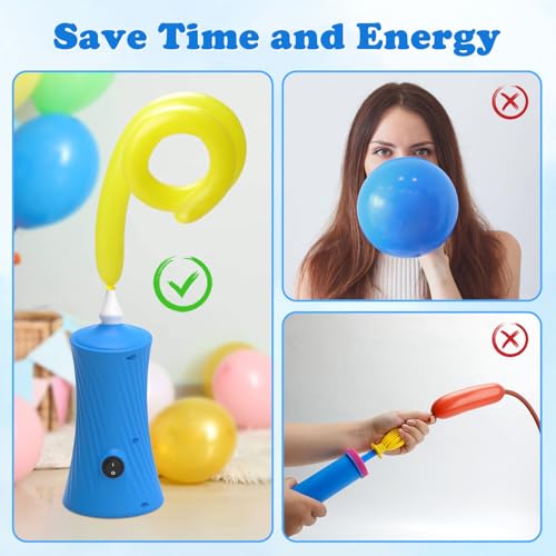 AXHJ Balloon Pump Electric Air Pumps for Long Balloons, Electric Air Balloon Pump, Balloon Inflator for Foil Twisty Animal Balloons in Birthday Party for Decorations, Sky Blue - Image 3