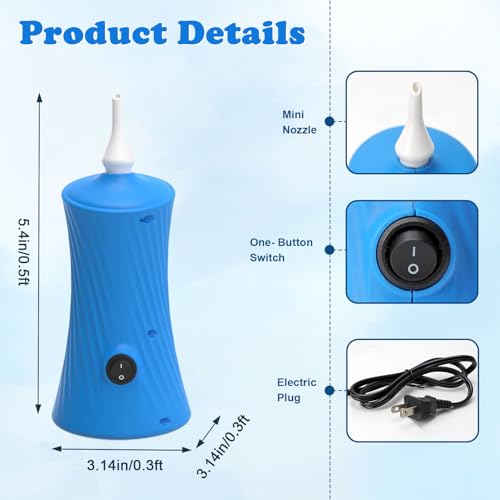 AXHJ Balloon Pump Electric Air Pumps for Long Balloons, Electric Air Balloon Pump, Balloon Inflator for Foil Twisty Animal Balloons in Birthday Party for Decorations, Sky Blue - Image 2