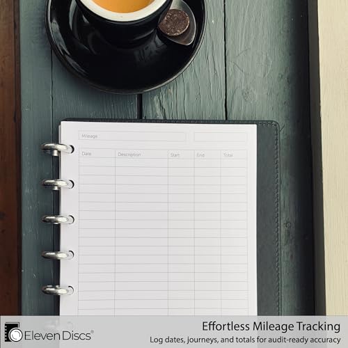 Eleven Discs Discbound Paper, Junior Size Mileage Log Sheets - Premium 120gsm Heavyweight Notebook & Planner Refills - 8 Discs, 5.5 x 8.5 in - Punched for Circa, Arc, TUL (50 Sheets) - Image 3