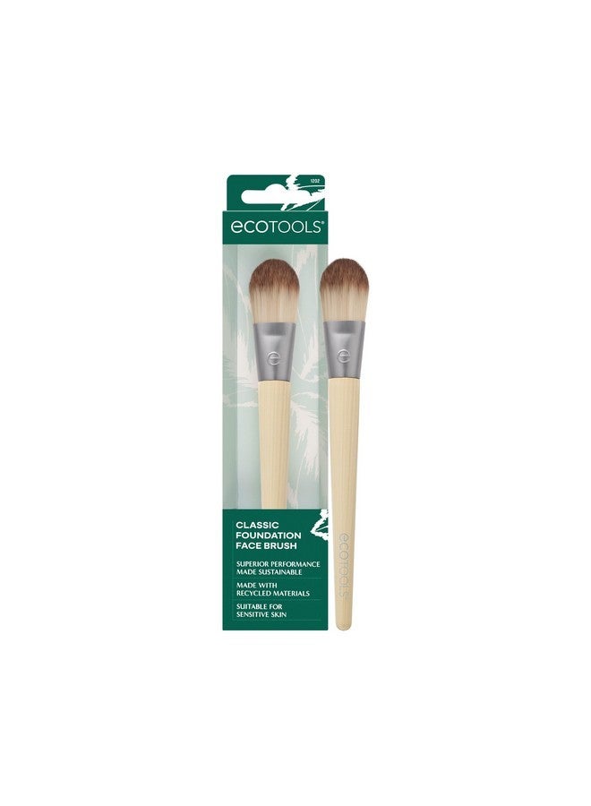 Ecotools Classic Foundation Face Brush, For Liquid, & Cream Foundation, Flat Foundation Brush, Makeup Brush For Natural Makeup, Buildable Coverage, Synthetic Bristles, Cruelty- Free, 1 Count - Image 1