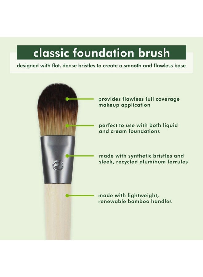 Ecotools Classic Foundation Face Brush, For Liquid, & Cream Foundation, Flat Foundation Brush, Makeup Brush For Natural Makeup, Buildable Coverage, Synthetic Bristles, Cruelty- Free, 1 Count - Image 3