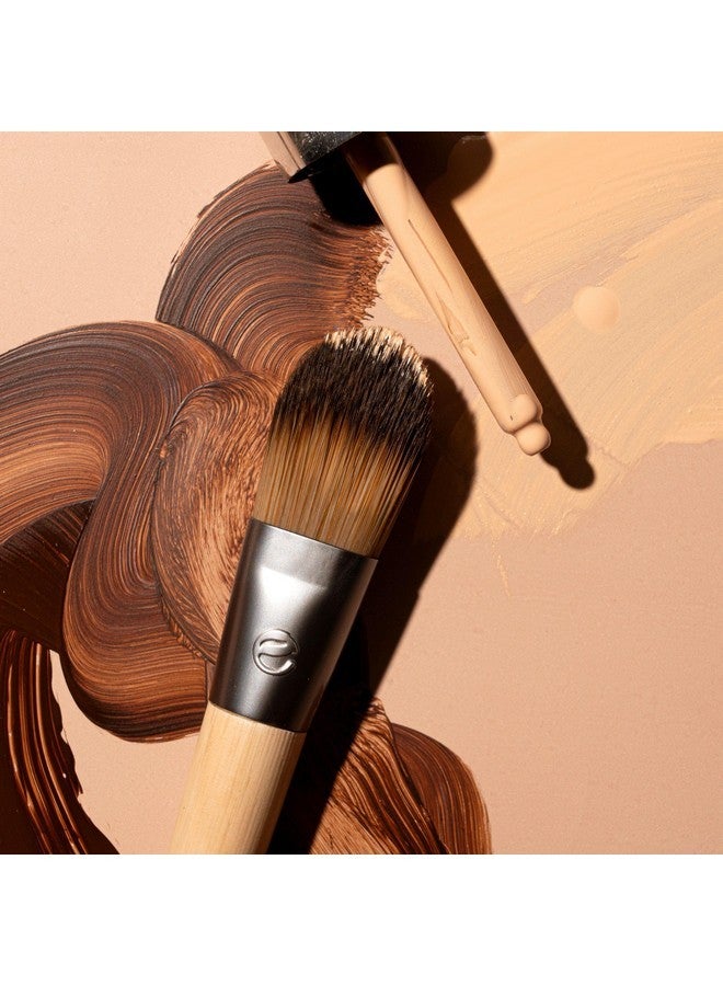 Ecotools Classic Foundation Face Brush, For Liquid, & Cream Foundation, Flat Foundation Brush, Makeup Brush For Natural Makeup, Buildable Coverage, Synthetic Bristles, Cruelty- Free, 1 Count - Image 5