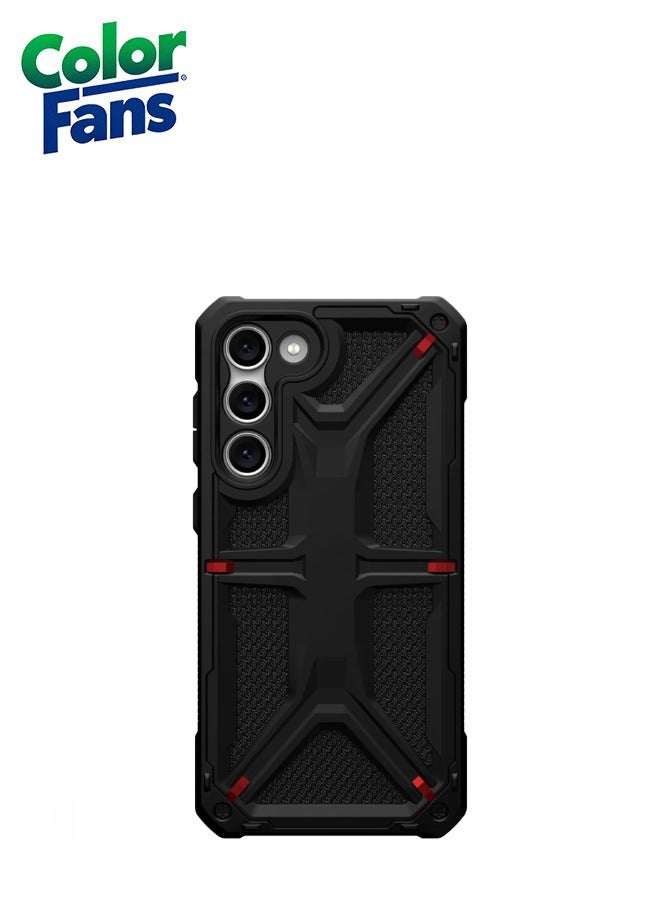Color Fans Samsung Galaxy S23 Plus Case Monarch Kevlar Premium Rugged Heavy Duty Shockproof Impact Resistant Protective Cover - Black - Image 3