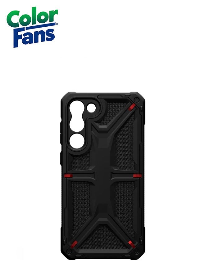 Color Fans Samsung Galaxy S23 Plus Case Monarch Kevlar Premium Rugged Heavy Duty Shockproof Impact Resistant Protective Cover - Black - Image 4