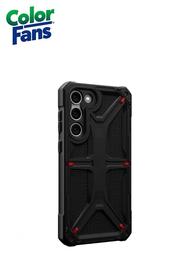 Color Fans Samsung Galaxy S23 Plus Case Monarch Kevlar Premium Rugged Heavy Duty Shockproof Impact Resistant Protective Cover - Black - Image 5
