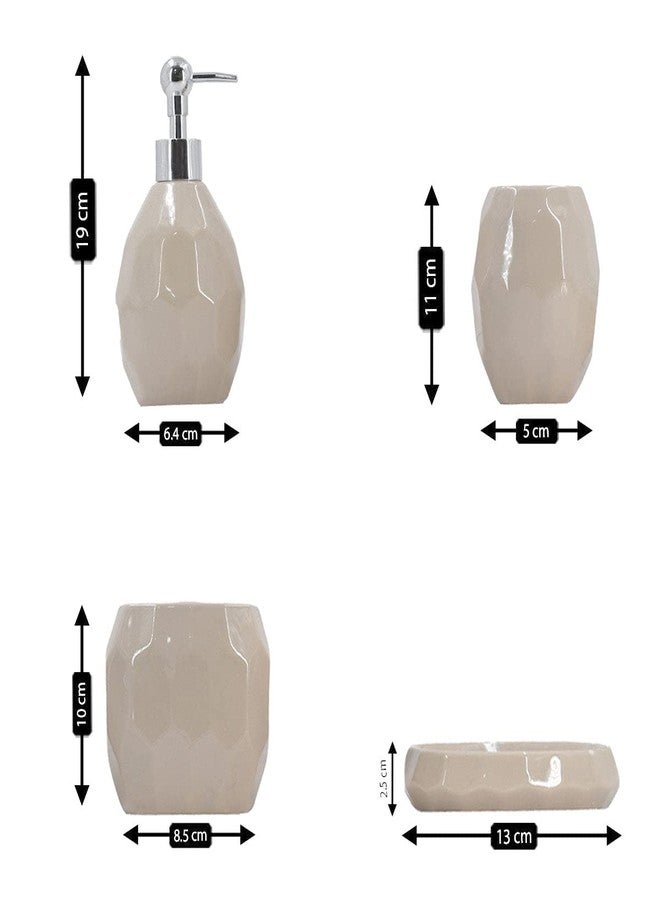Kookee Ceramic Bathroom Set – Stylish 4 Piece Bath Accessories Kit with Soap Dispenser, Toothbrush Holder, Tumbler & Soap Dish – Modern & Designer Decor for Home & Guest Bathrooms, Brown (8107) - Image 5