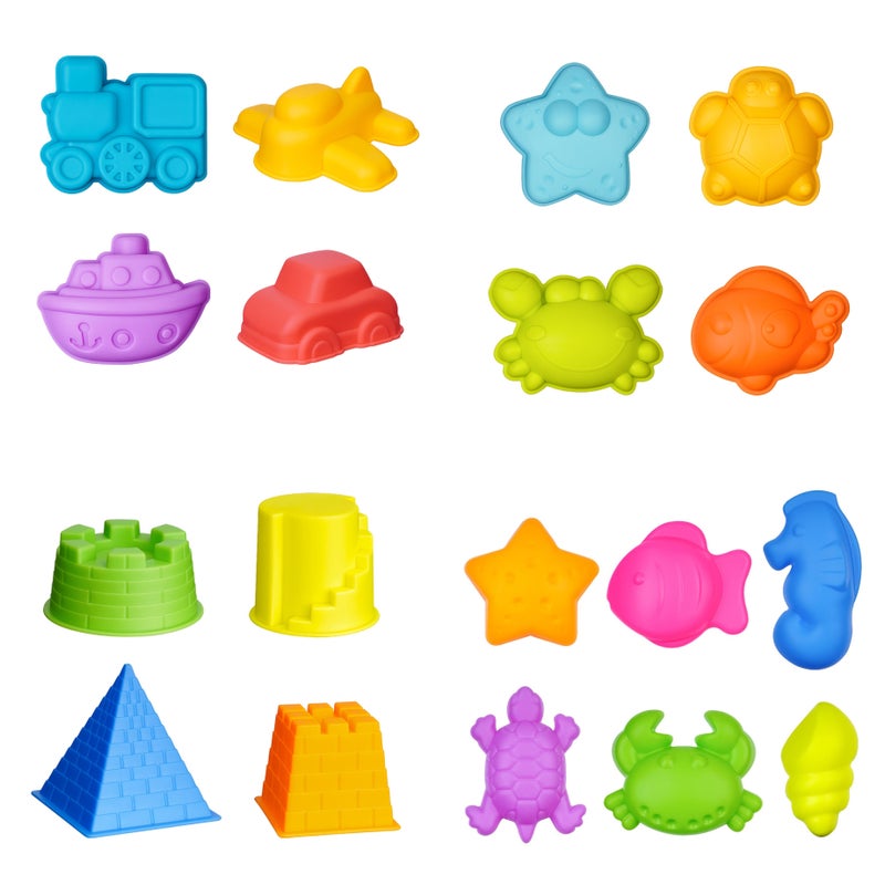 18 Pieces Beach Sand Molds Castle Marine Animal Transportation Toys - Image 5