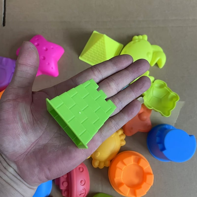 18 Pieces Beach Sand Molds Castle Marine Animal Transportation Toys - Image 3