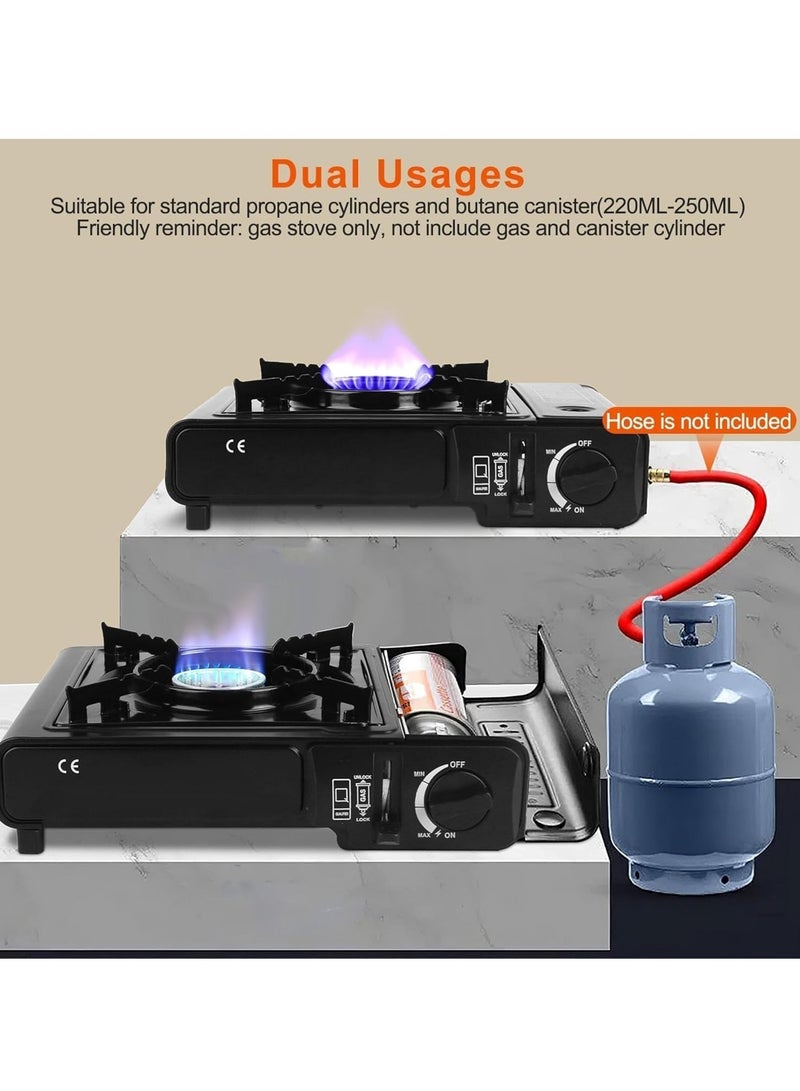 3300W Portable Camping Stove – Dual Fuel Butane u0026 Propane Burner, Piezo Ignition, Safety Cut-Off, Automatic Tank Ejection, Carry Case – Ideal for Camping, Hiking u0026 Outdoor Cooking, 8000BTU - Image 3