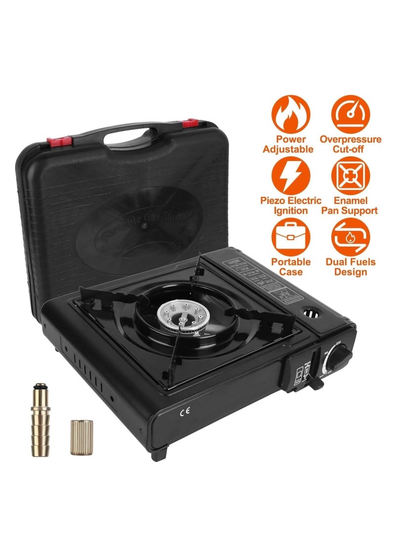 3300W Portable Camping Stove – Dual Fuel Butane u0026 Propane Burner, Piezo Ignition, Safety Cut-Off, Automatic Tank Ejection, Carry Case – Ideal for Camping, Hiking u0026 Outdoor Cooking, 8000BTU - Image 2