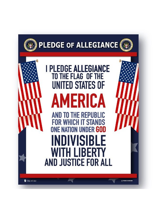 Young N Refined Pledge of Allegiance Poster Laminated American Flag Print for Classroom décor Chart USA Sign 18x24 - Image 3