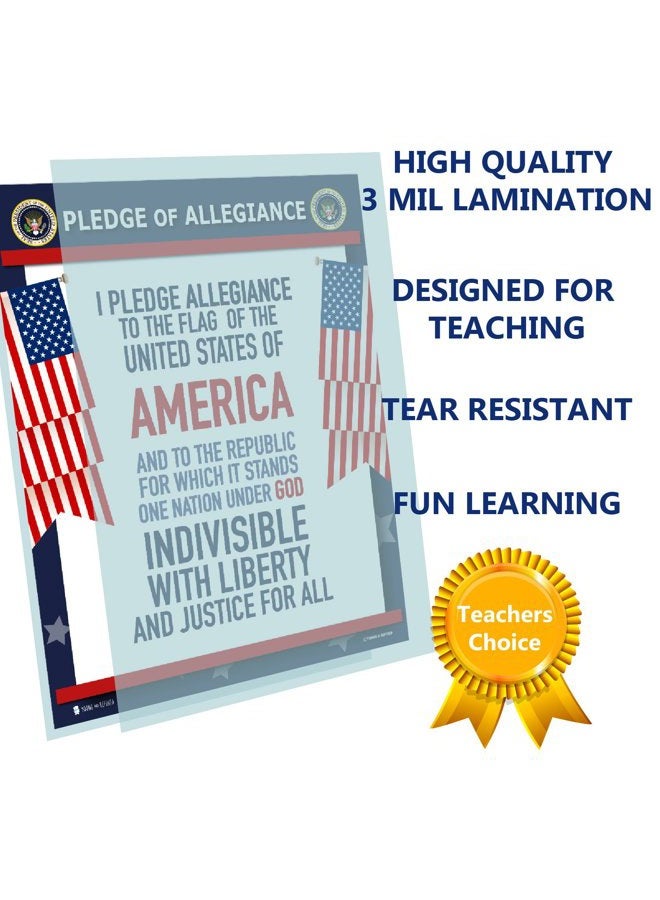 Young N Refined Pledge of Allegiance Poster Laminated American Flag Print for Classroom décor Chart USA Sign 18x24 - Image 2