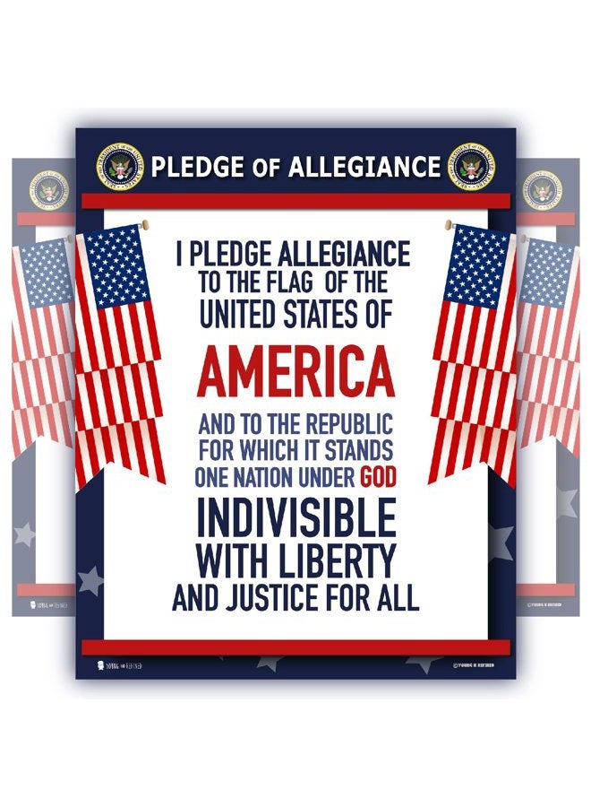 Young N Refined Pledge of Allegiance Poster Laminated American Flag Print for Classroom décor Chart USA Sign 18x24 - Image 1