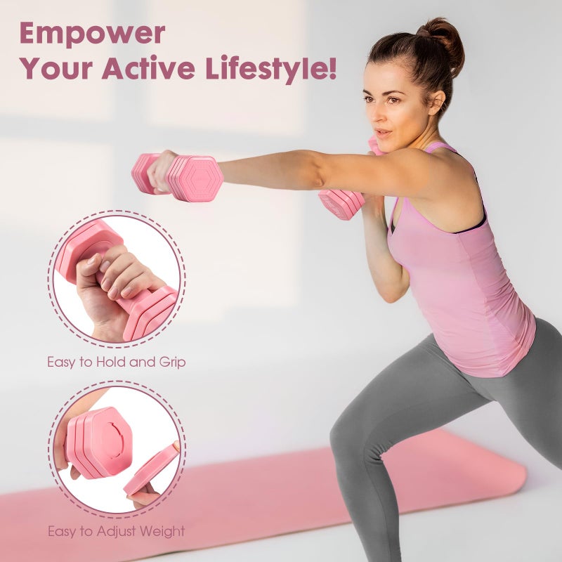 EQUIPRO Adjustable Dumbbell Set, 4 in 1 Weights for Women at Home, Hand Weights Dumbbells for Women, Each 2lb 3lb 4lb 5lb Fast Adjust Weight with Soft TPU Handle for Home Gym Exercise Training - Image 3