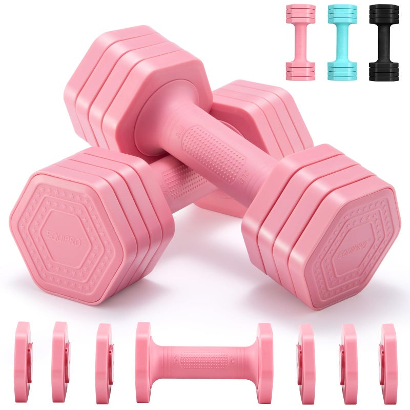 EQUIPRO Adjustable Dumbbell Set, 4 in 1 Weights for Women at Home, Hand Weights Dumbbells for Women, Each 2lb 3lb 4lb 5lb Fast Adjust Weight with Soft TPU Handle for Home Gym Exercise Training - Image 1