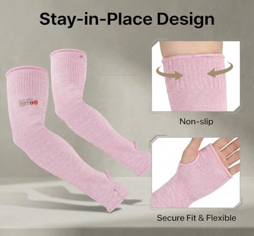 GOL-SIV Arm Protectors For Thin Skin And Bruising, Cut Resistant Sleeves For Men Women, A5 Level Pink Arm Sleeve For Gardening (Pink, 17.7 In) - Image 5