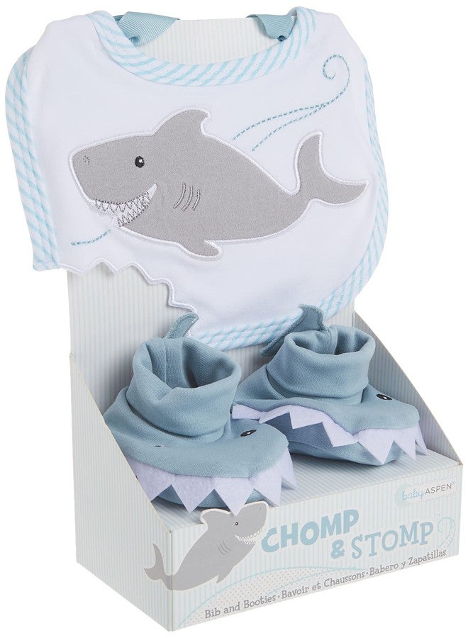 Baby Aspen Shark Bib and Booties Gift Set - Unique Baby Shower Gifts for Boys - 100% Cotton Newborn Bibs and Baby Booties 0-3 Months - Baby Boy Essentials, Cute Shark Week Gift Idea - Image 4