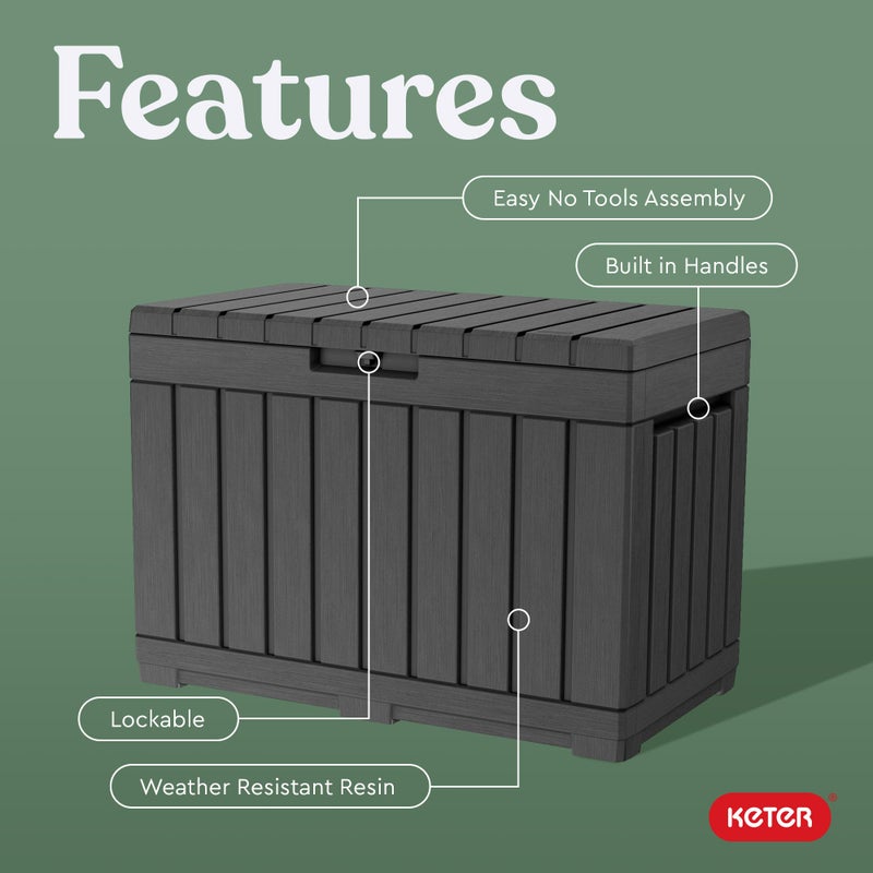 Keter Kentwood 50 Gallon Resin Deck Box-Organization and Storage for Patio Cushions, Throw Pillows and Garden Tools, Dark Grey - Image 3
